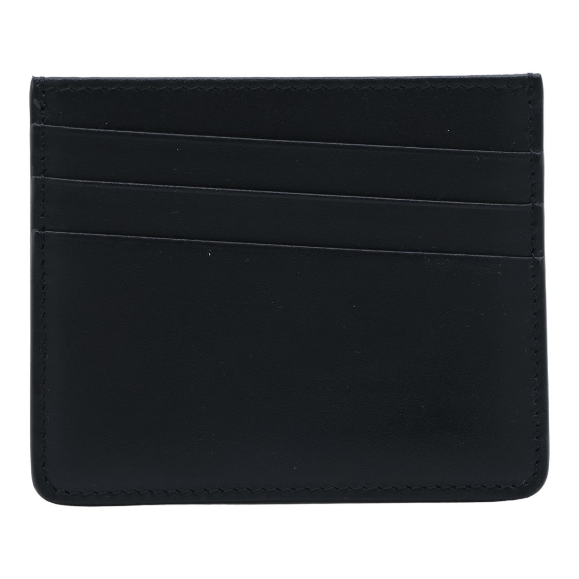 Maison Margiela Textured Black Cardholder Wallet With White Stitch Accents