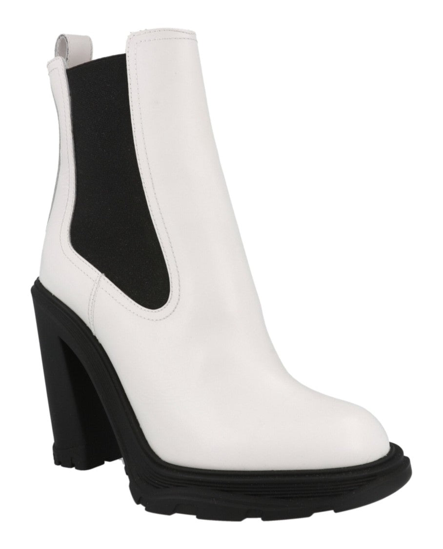 Alexander Mcqueen Ankle-Length Calfskin Leather Chelsea Boots With Block Heel