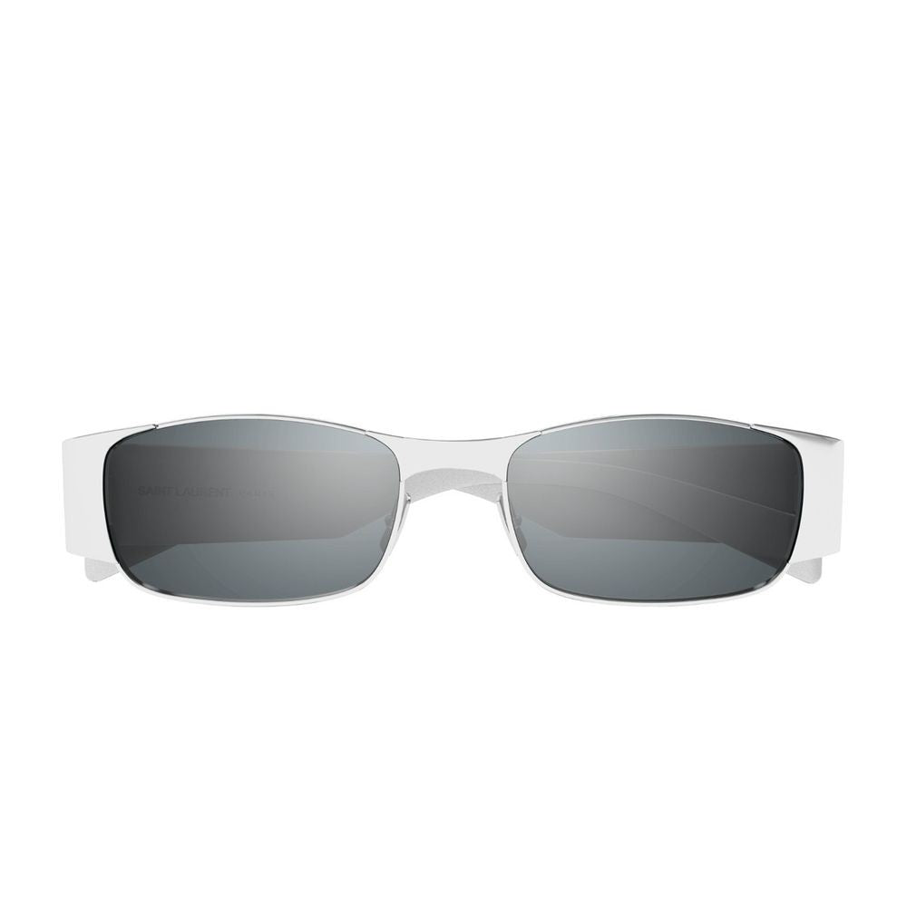 Saint Laurent Sl 738 Linea Sl Logo Rectangular Silver Metal Sunglasses