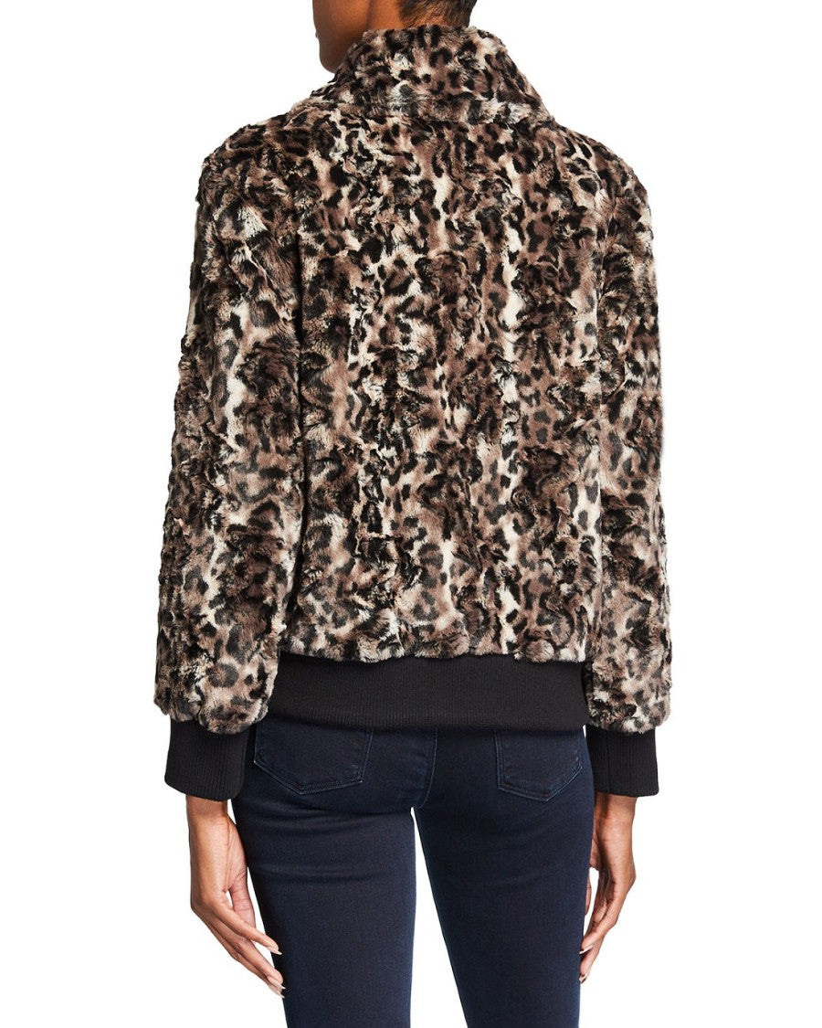Johnny Was Leopard Faux Fur Bomber Jacket - J41620-8