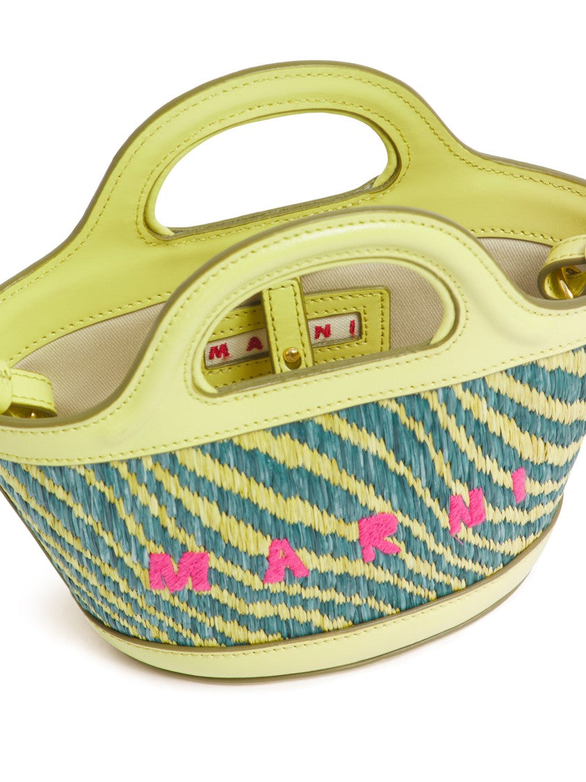 Marni Structured Handbag With Woven Pattern And Embroidered Detail