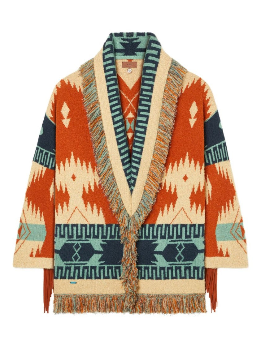 Alanui Geometric Patterned Cardigan With Shawl Collar