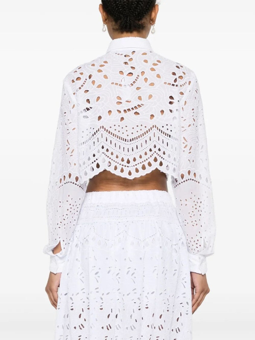 Ermanno Scervino Cropped Shirt With Intricate Cut-Out Detailing