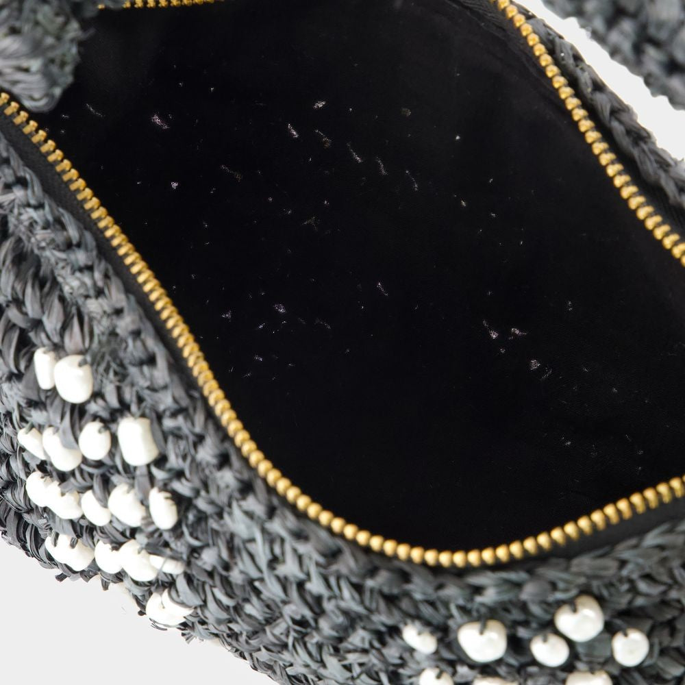 Cult Gaia Hera Nano Shoulder Bag - Raffia - Black