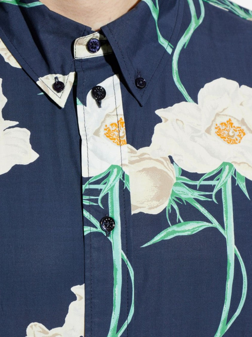 Kenzo Blue Silk And Nylon Classic Shirt