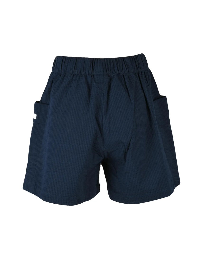 Ea7 Emporio Armani Blue Elastic Waistband Stretch Cotton Shorts