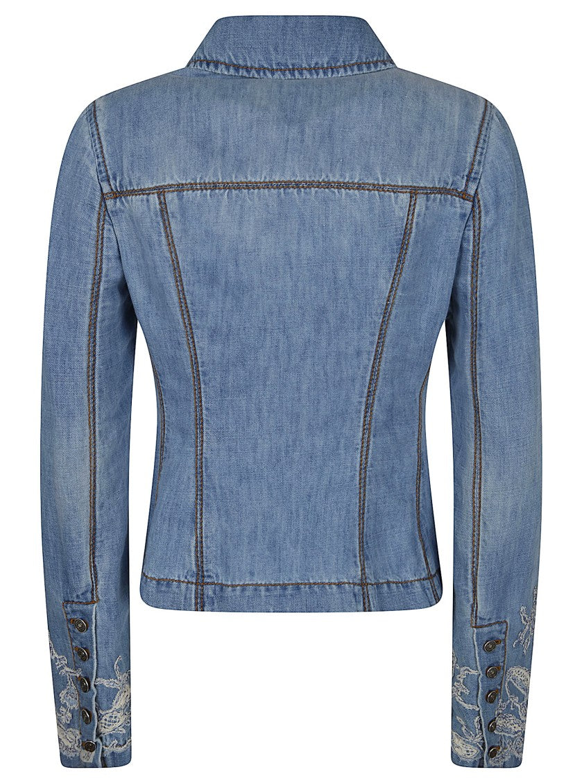 Ermanno Scervino Tailored Denim Jacket With Embroidered Accents