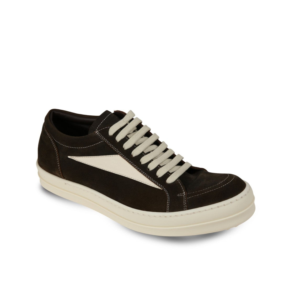 Rick Owens Low-Top Suede Sneakers With Contrasting Leather Inserts