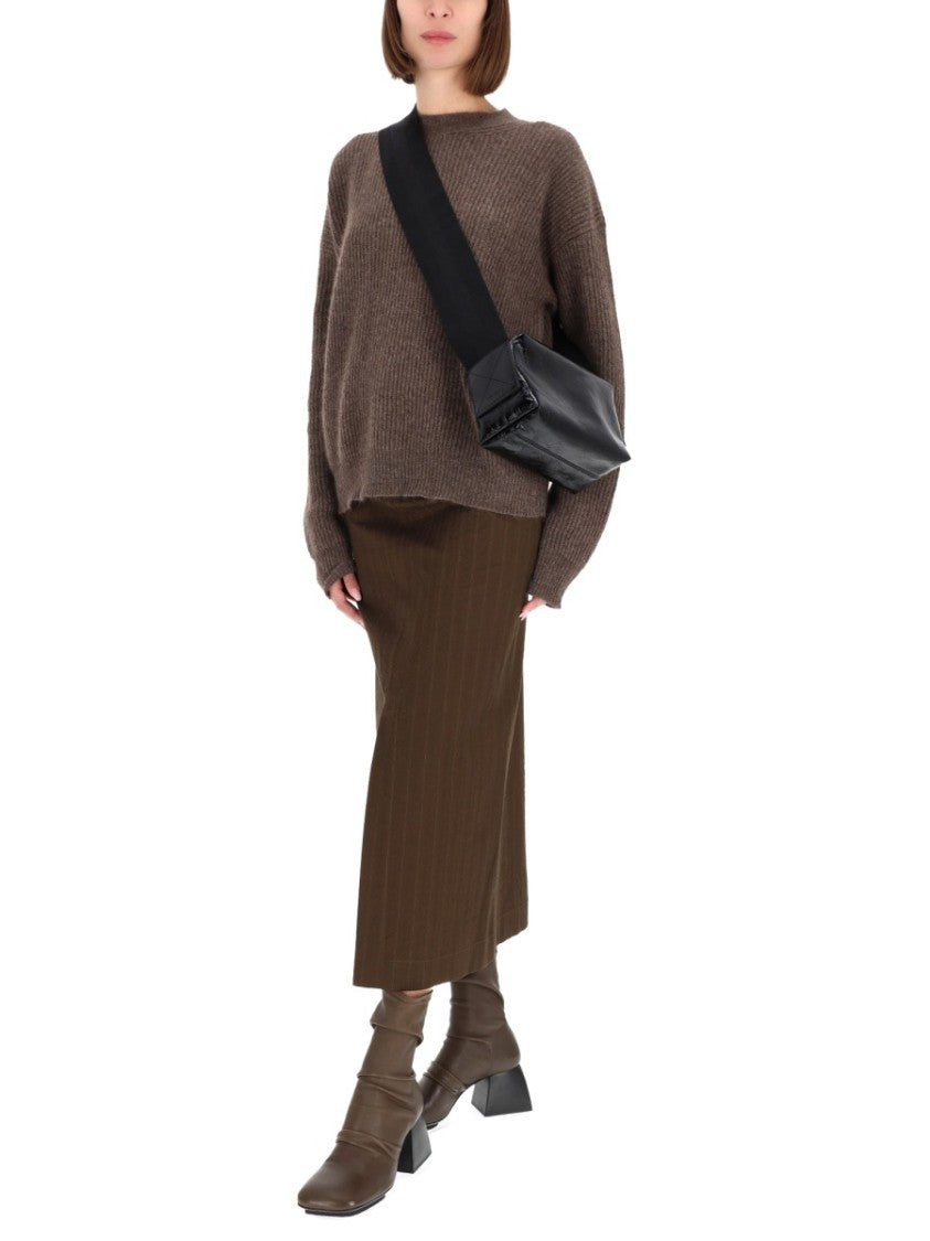 Uma Wang Straight Midi Gad Virgin Wool-Blend Skirt