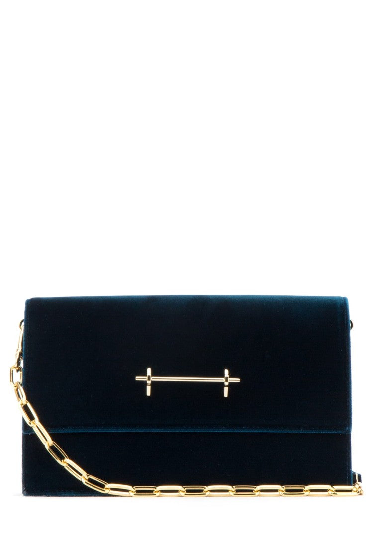 M2malletier Plush Velvet Clutch Bag With Gold-Tone Detailing