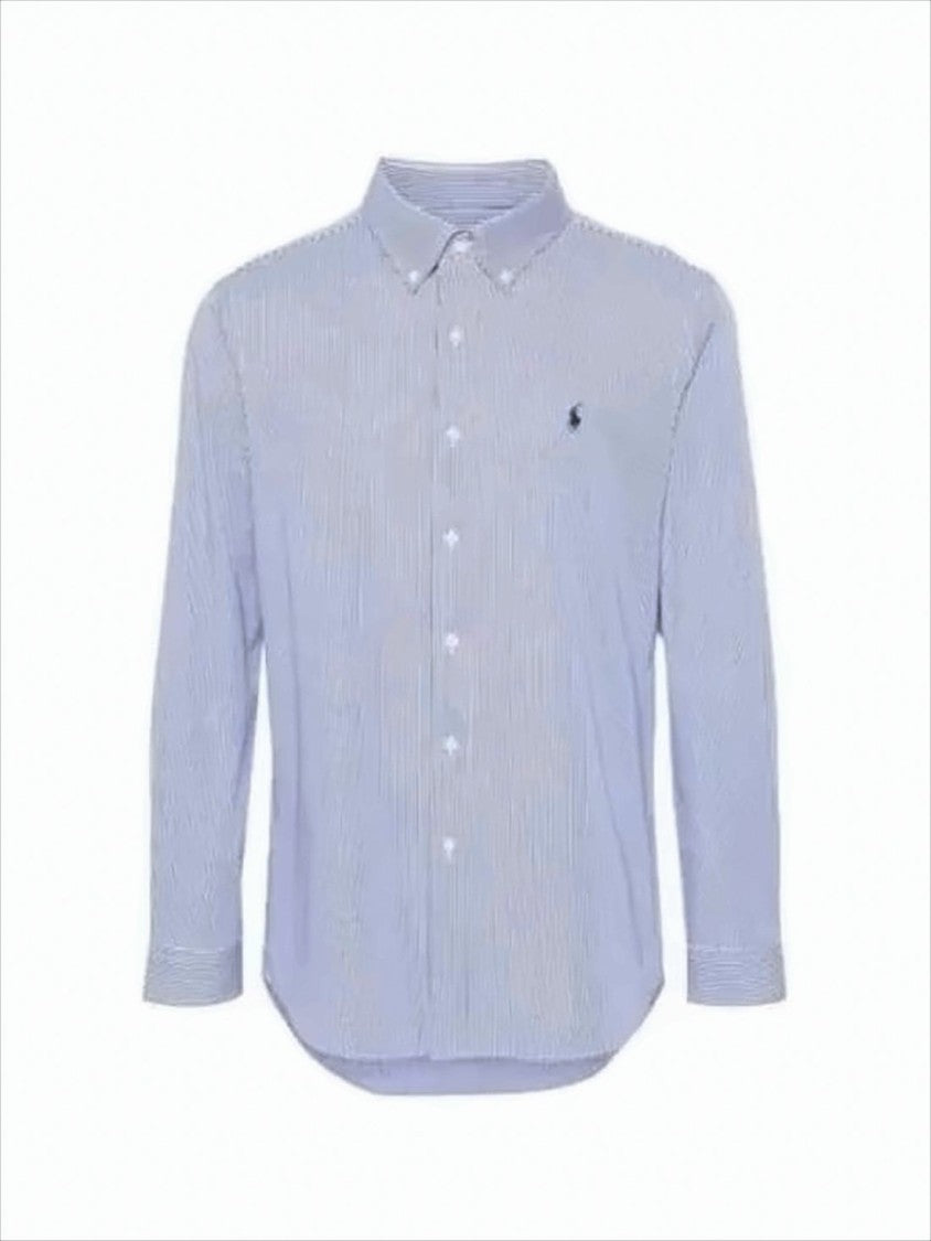 Polo Ralph Lauren Long-Sleeve Button-Up Shirt With Classic Collar And Vertical Stripes