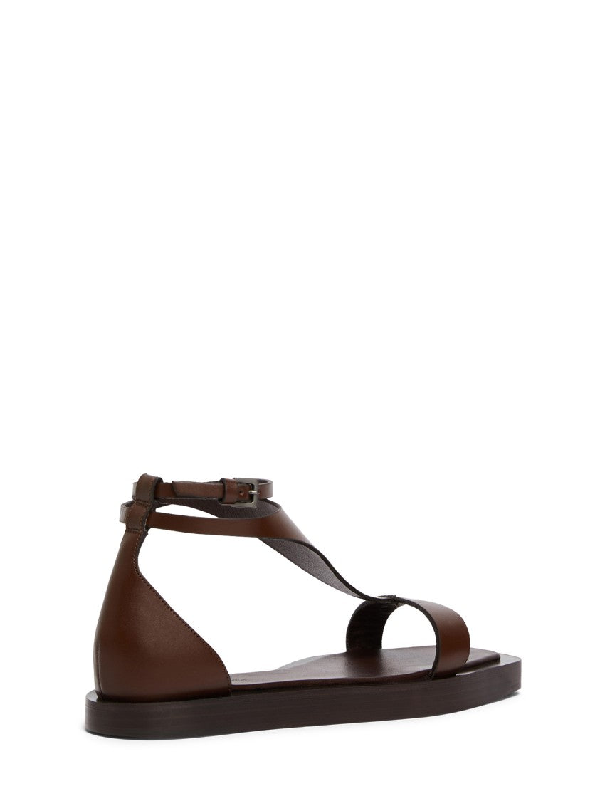 Max Mara Brown Bovine Leather Sandals