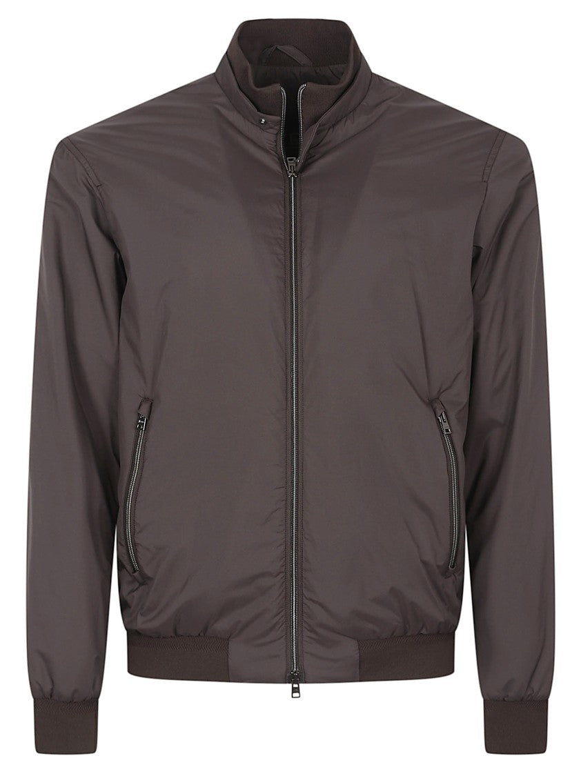 Herno High-Collar Zip-Up Jacket With Ribbed Hem