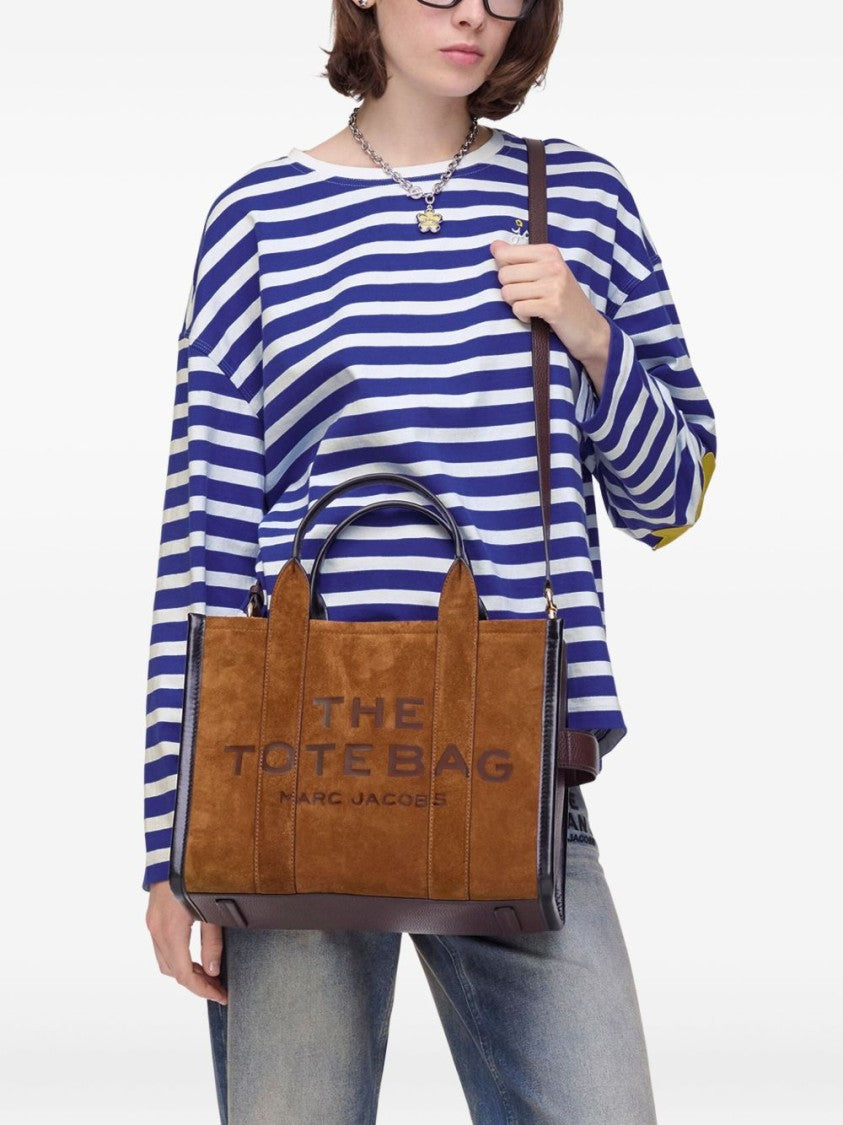 Marc Jacobs Structured Brown Suede Tote Bag With Leather Details