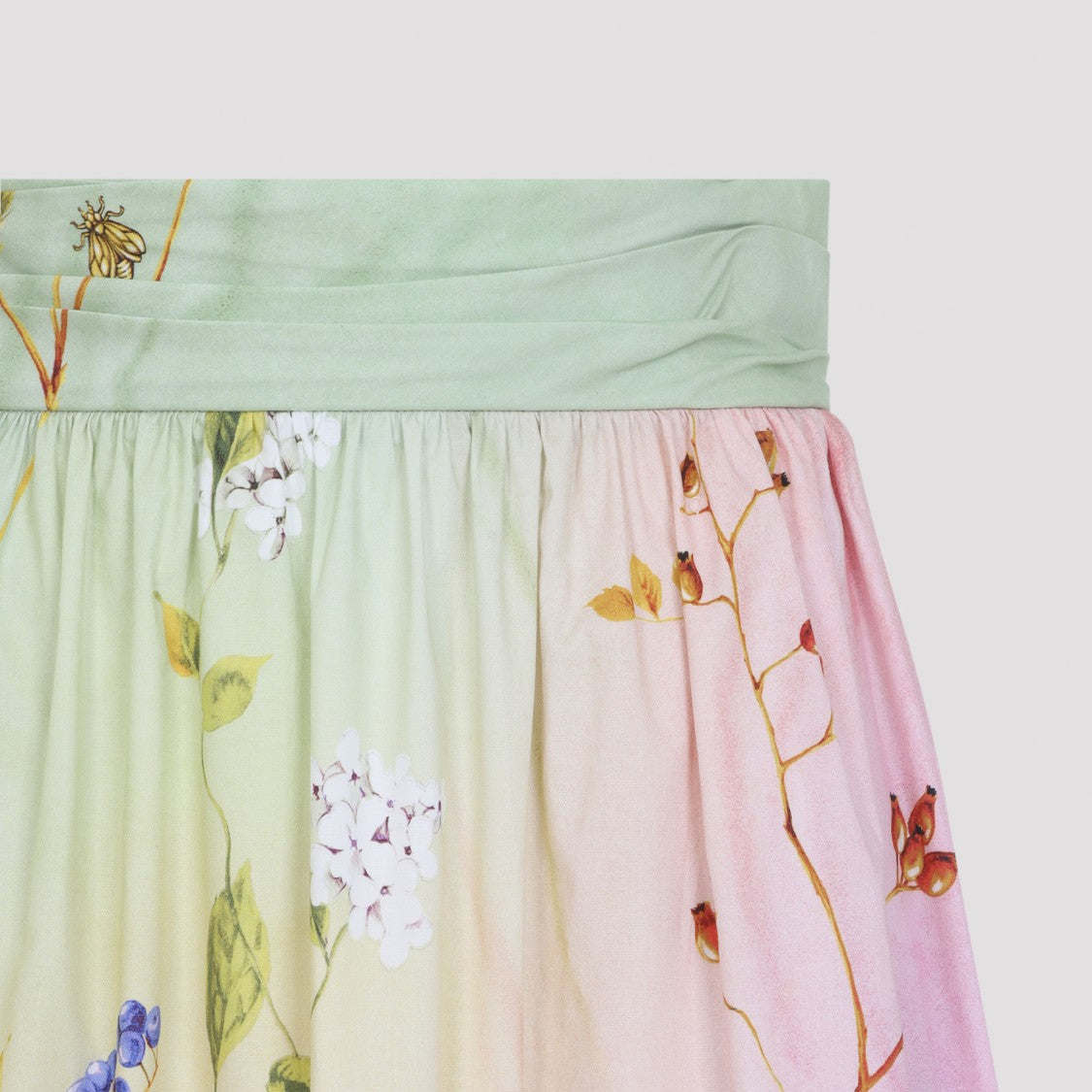 Roberto Cavalli Pastel Gradient Floral Midi Skirt With Tiered Pleats