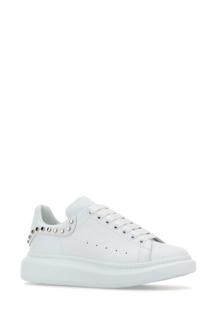 Alexander Mcqueen White Leather Sneakers With White Leather Heel