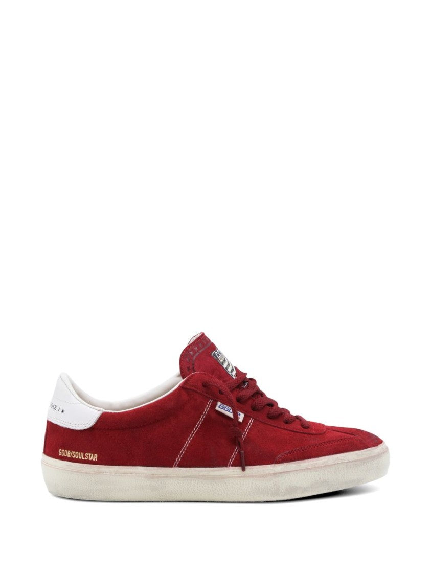 Golden Goose Flat Red Suede Sneakers