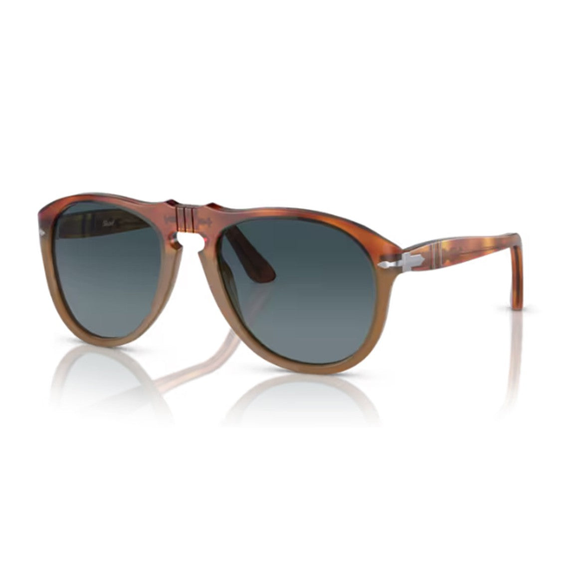 Persol Havana 0649 Geometric Acetate Sunglasses