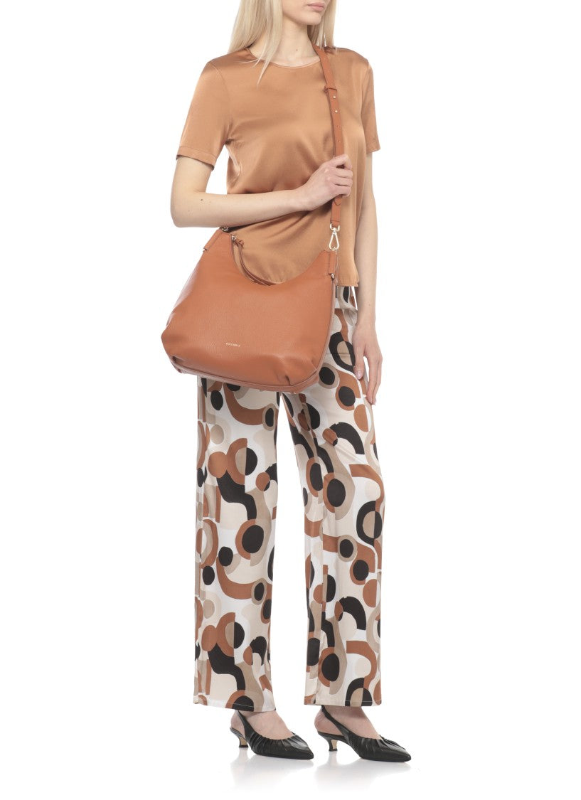Coccinelle Medium-Sized Pebbled Leather Shoulder Bag With Removable Strap
