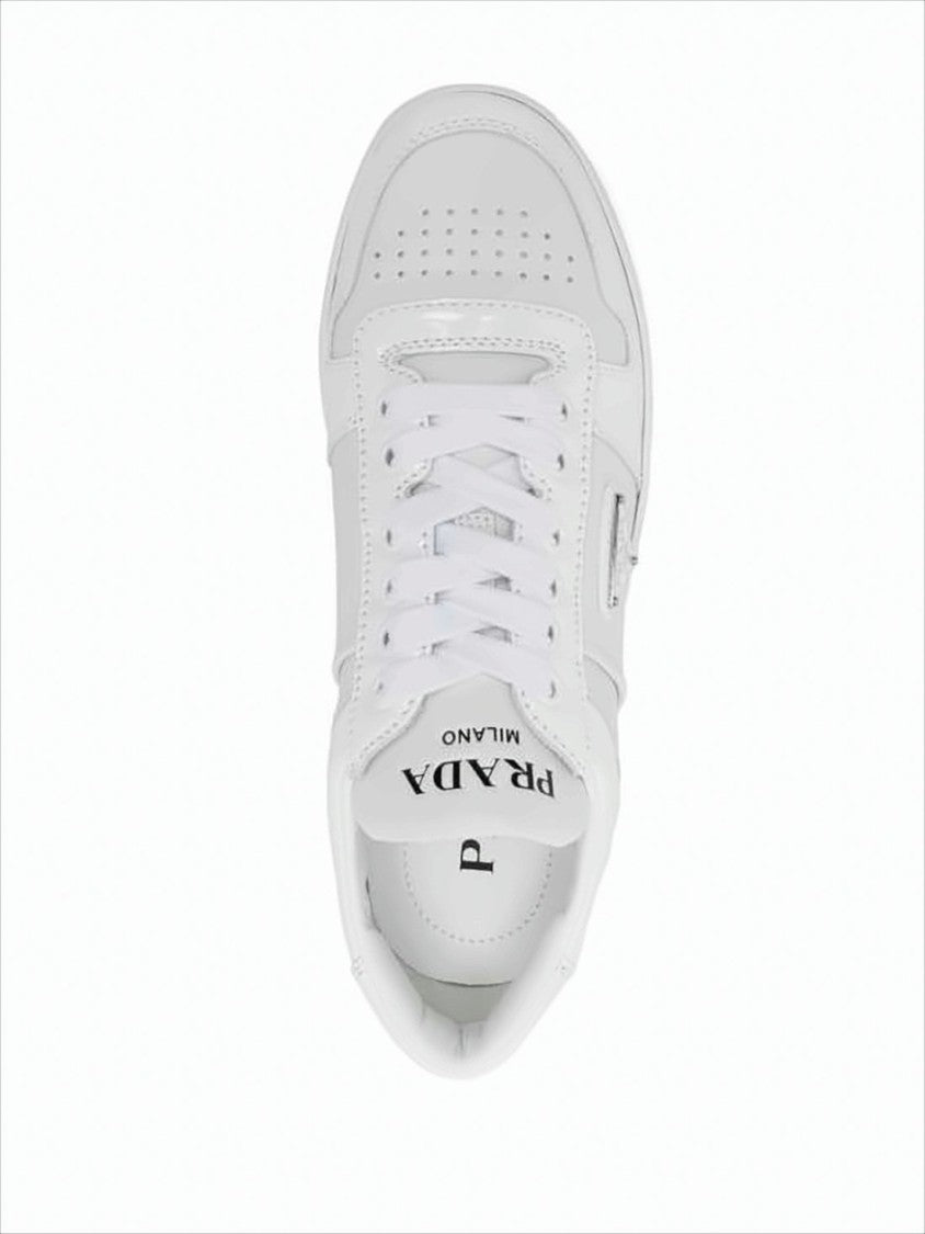 Prada Minimalist White Calf Leather Low-Top Sneakers