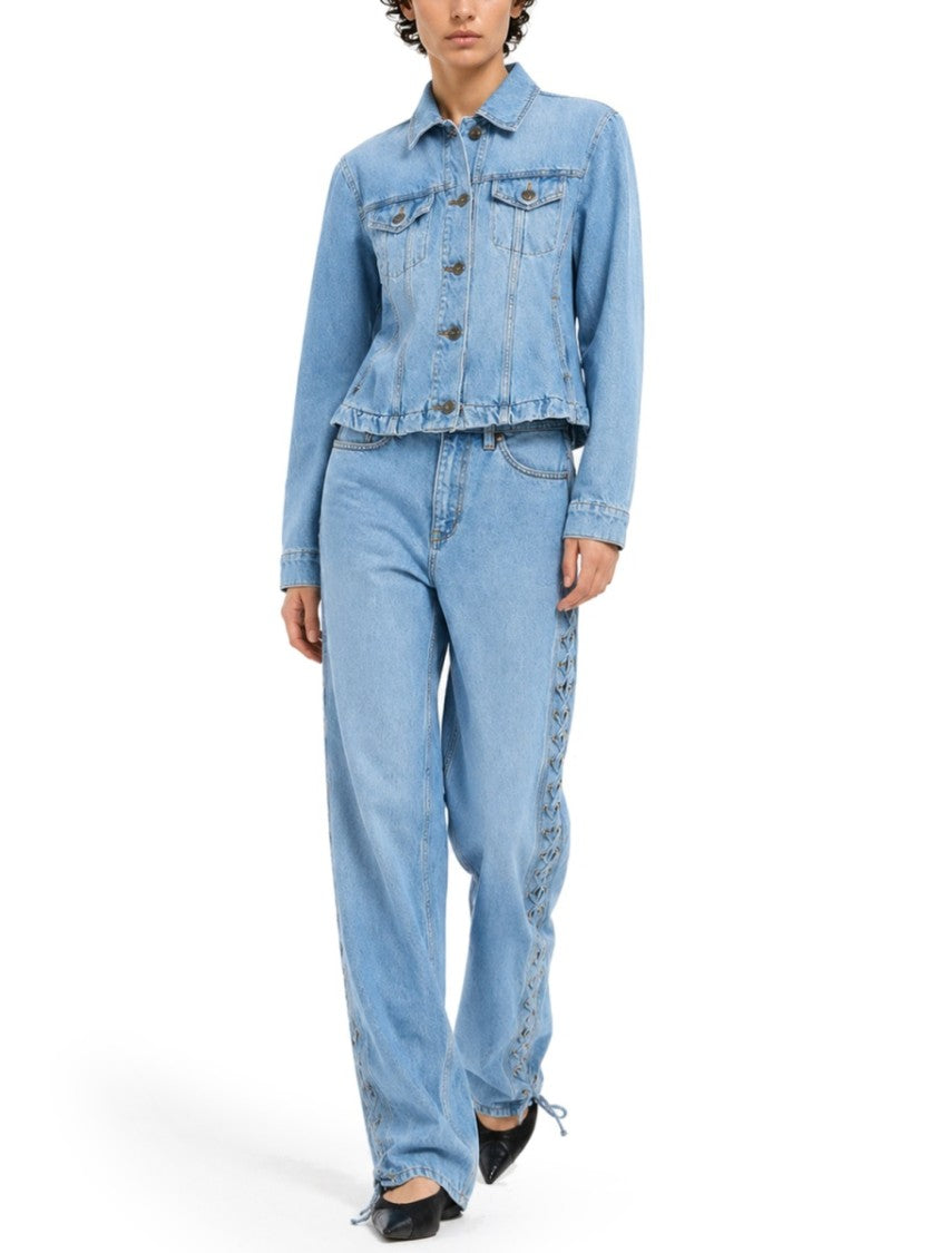 Rotate Birger Christensen Outer Seams Lace-Up Jeans