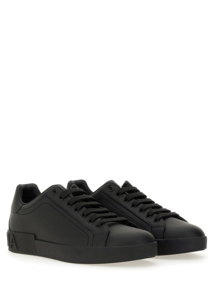 Dolce & Gabbana Portofino Low-Top Embossed Leather Sneakers