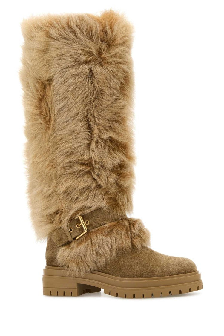 Gianvito Rossi Camel Suede And Fur Maverick Boots