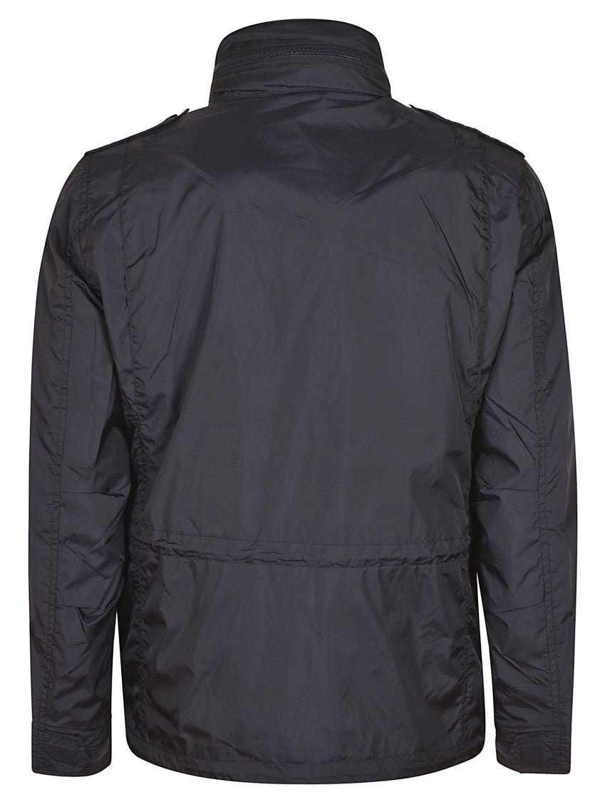Aspesi Navy Waterproof Nylon Jacket With Concealed Hood
