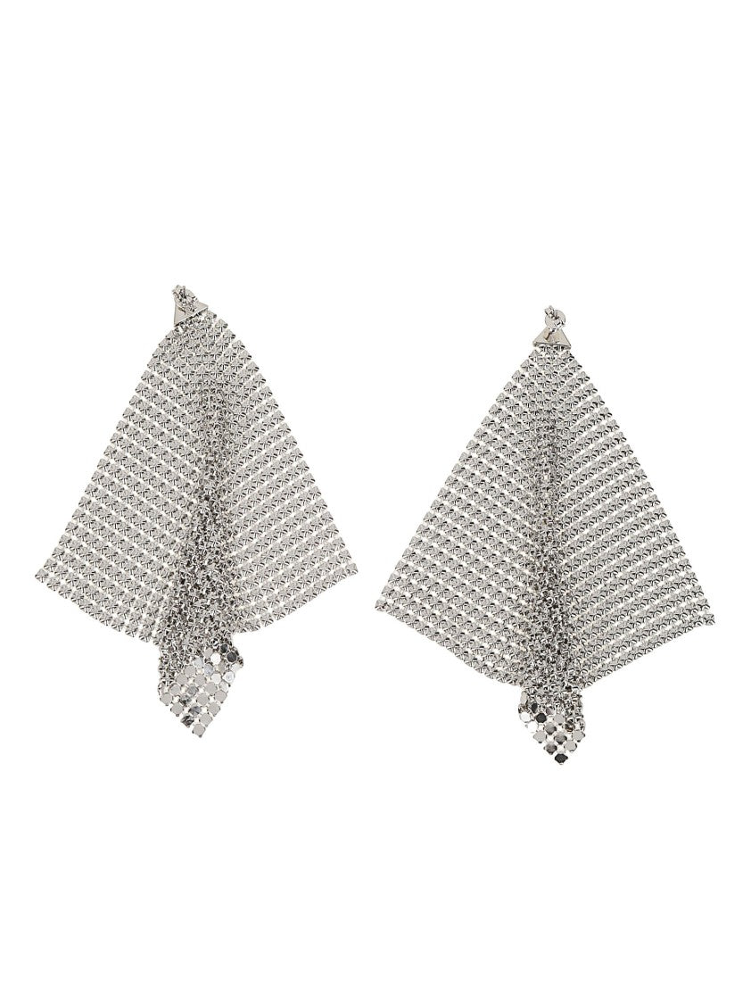 Rabanne Pixel Flow Triangular Brass Earrings