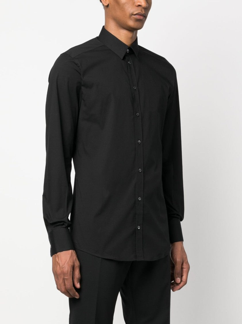 Dolce & Gabbana Slim-Fit Black Poplin Italian Collar Shirt