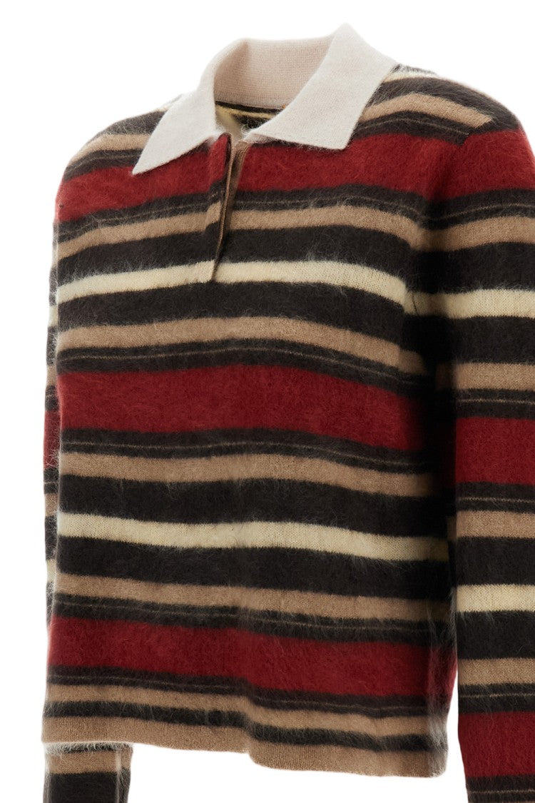 Guest In Residence Multicolor Grizzly Cropped Bouclé Cashmere Rugby Polo Shirt