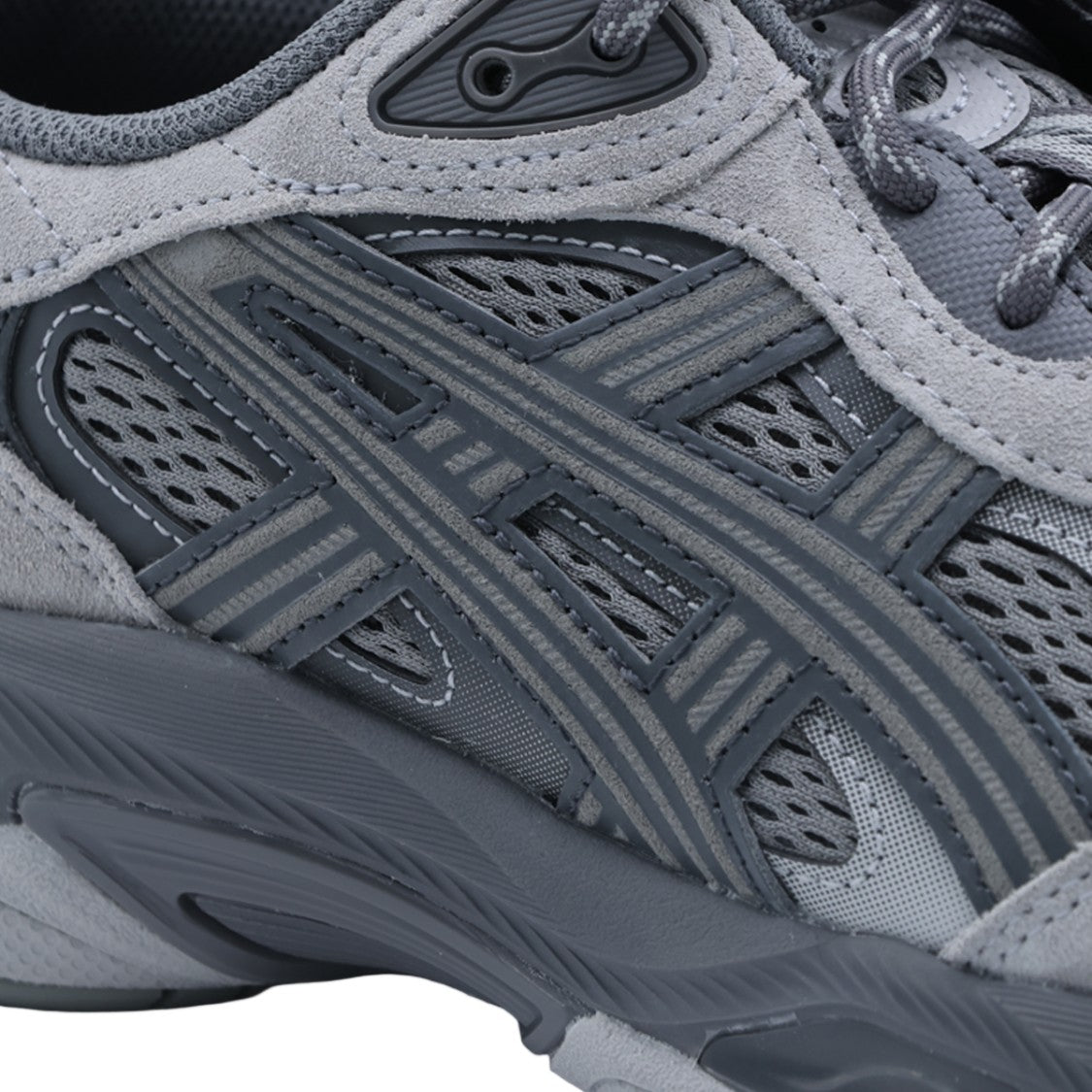 Asics Layered Grey Sneakers With Chunky Sole And Textured Detailing