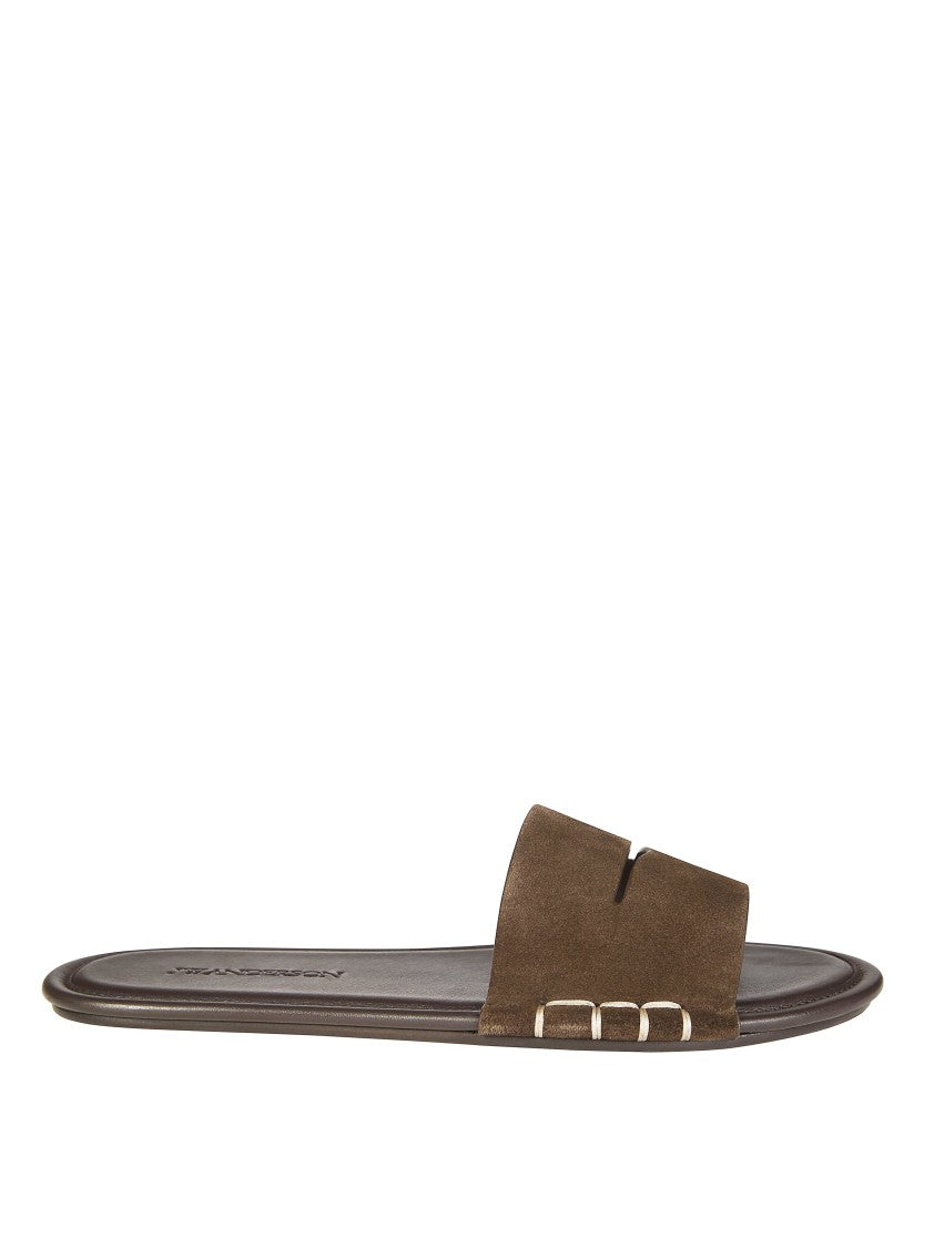J. W. Anderson Suede Stitched Slide Loafer Sandals