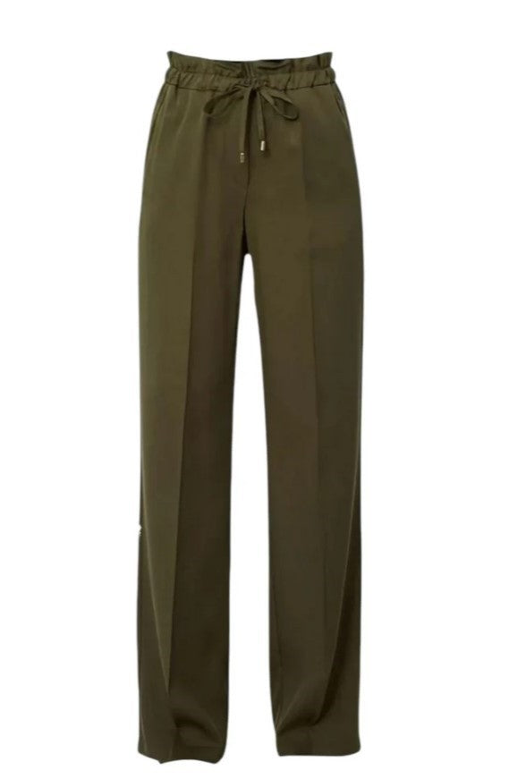 Liu Jo Relaxed Fit Green Trousers With Drawstring Waist