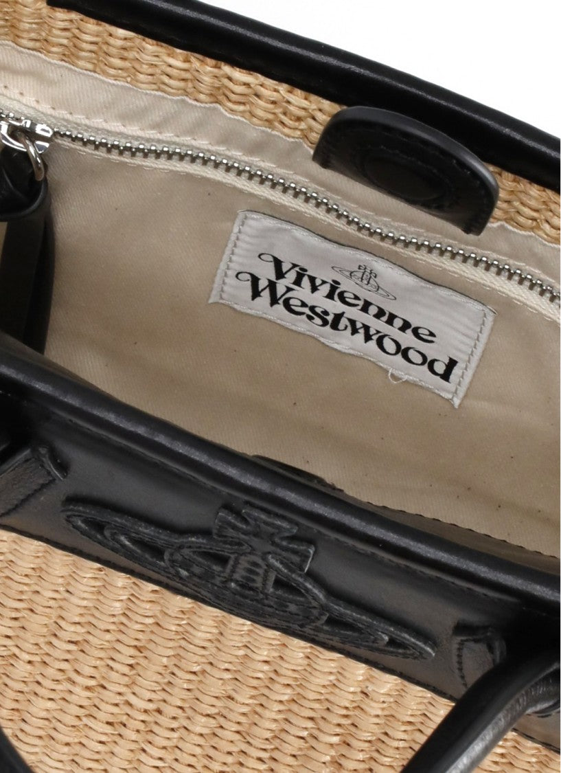 Vivienne Westwood Troy Small Tote Bag With Removable Leather Strap And Embossed Logo