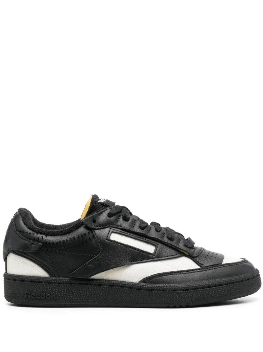 Maison Margiela Low-Top Black Leather Sneakers With White Accents