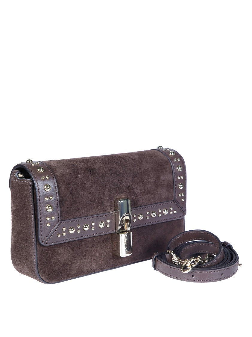 Furla Iride S Studded Suede Shoulder Bag