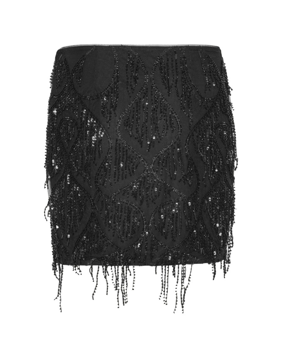 Rotate Black Sequined Mini Skirt