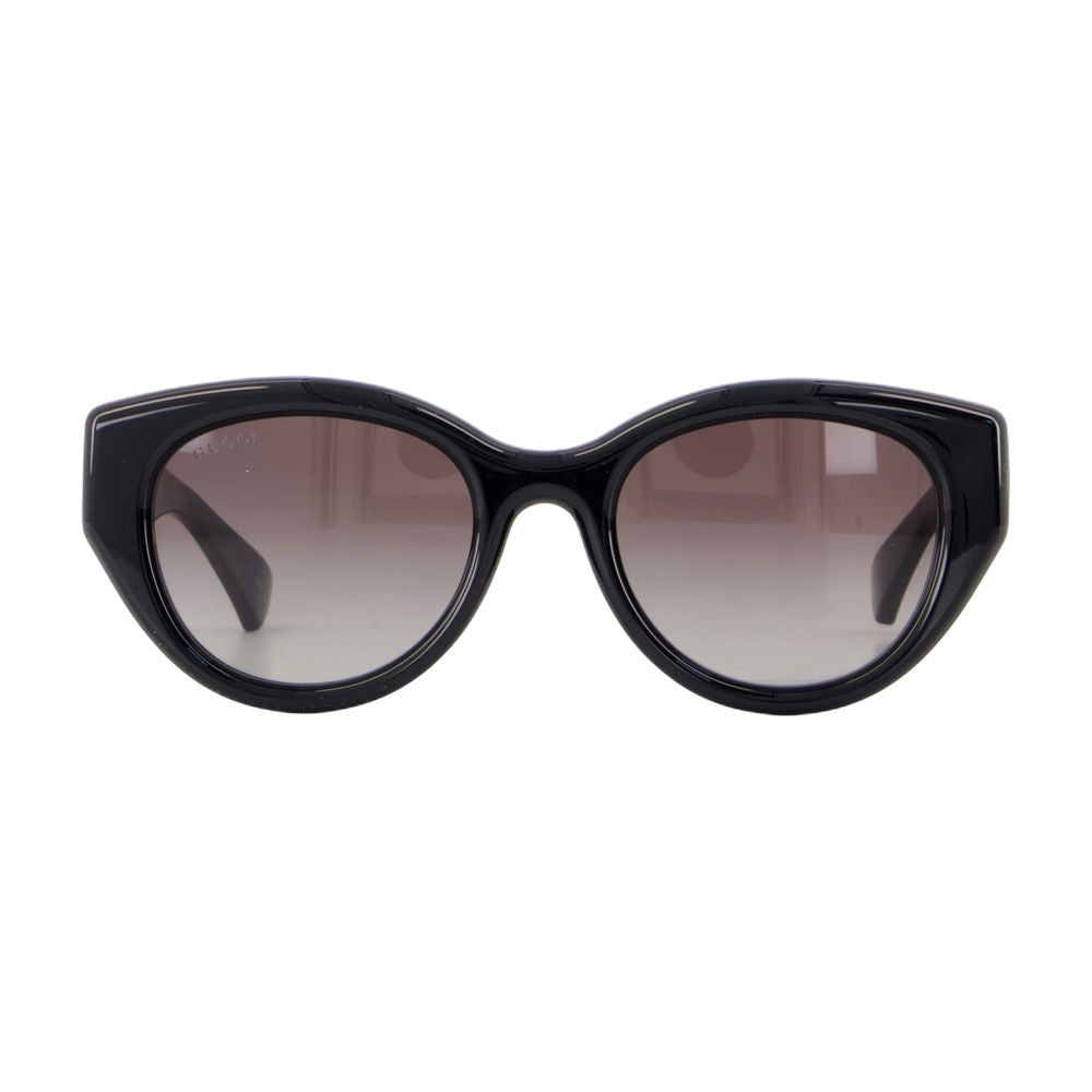 Gucci Oversized Cat-Eye Black Metal Sunglasses With Gold Double-G Detail