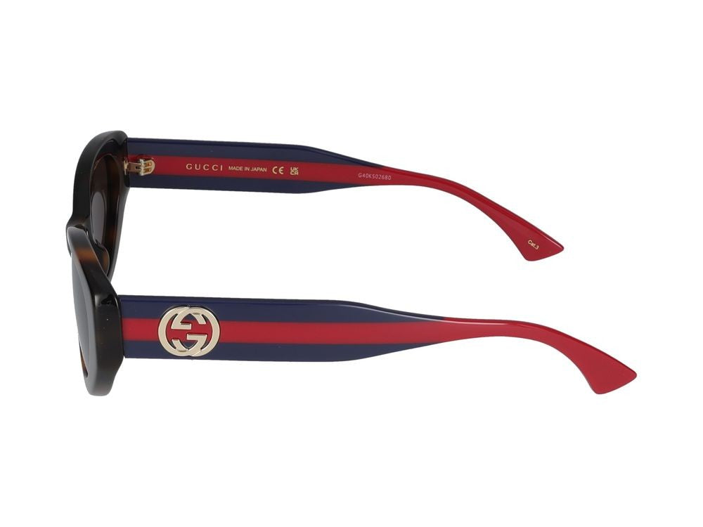Gucci Havana Logo Accents Bold Cat-Eye Sunglasses