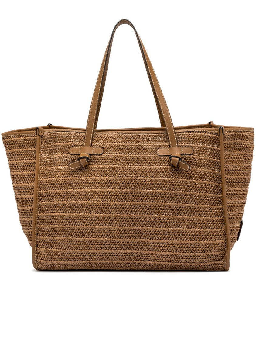 Gianni Chiarini Marcella Textured Striped Brown Woven Tote