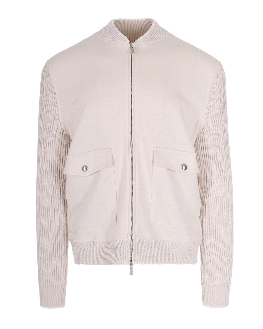 Eleventy Lightweight Cotton-Linen Blend Jacket With High Collar