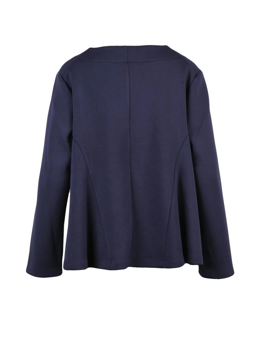 Meimeij Indigo Flared Boat Neck Neoprene Sweatshirt