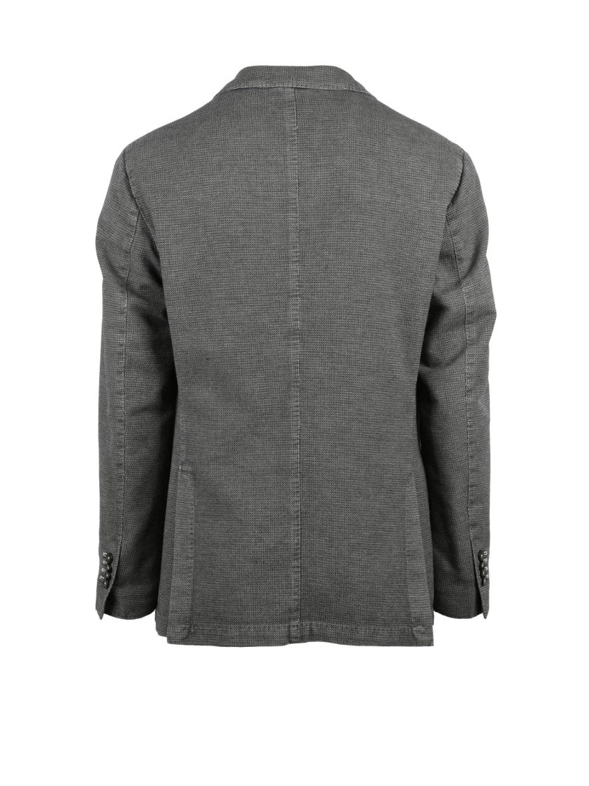 L.B.M. 1911 Tailored Blazer Jacket In Textured Cotton With Classic Notch Lapels