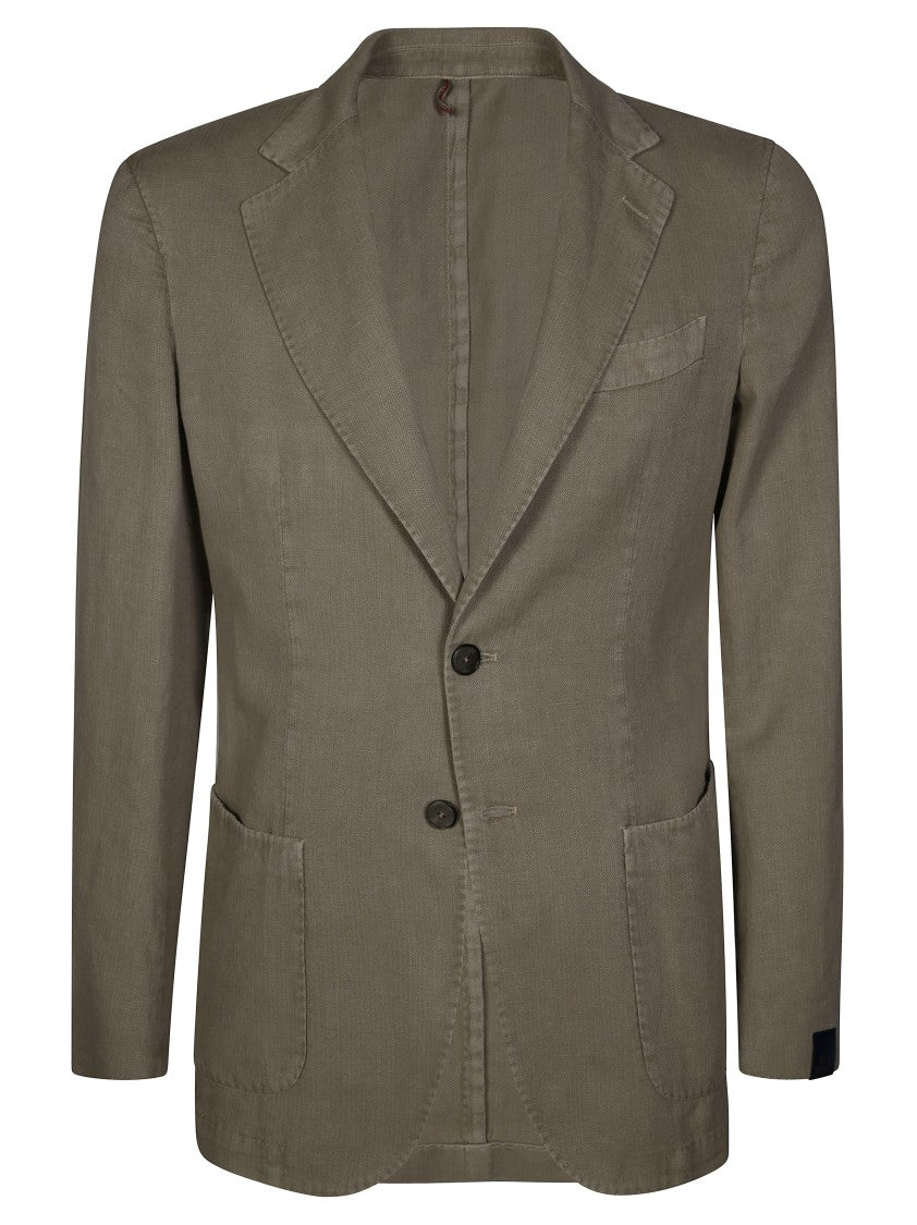 Santaniello Tailored Lino Ramiè Blazer With Two-Button Closure