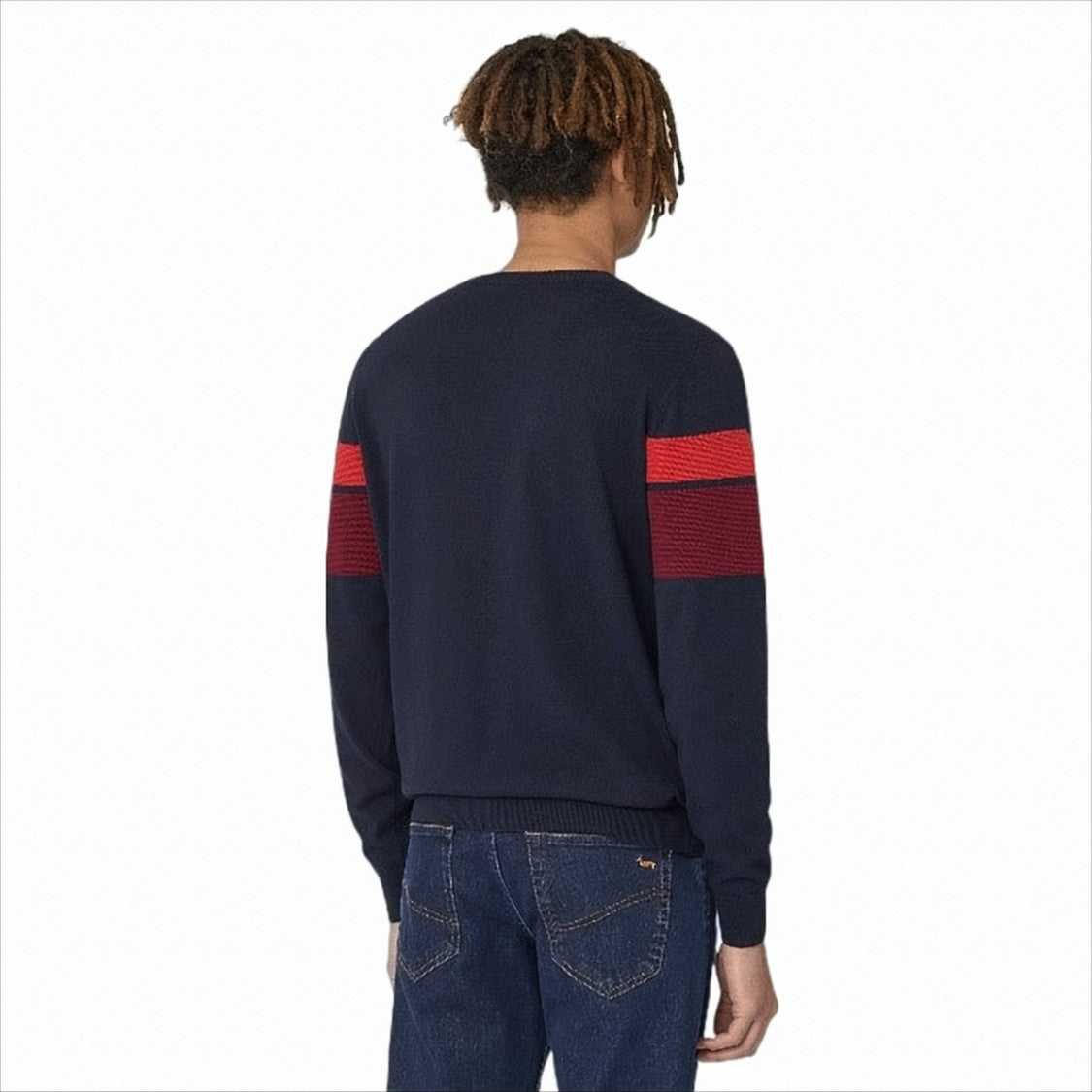 Harmont & Blaine Textured 3D Design Pullover With Bold Horizontal Stripes