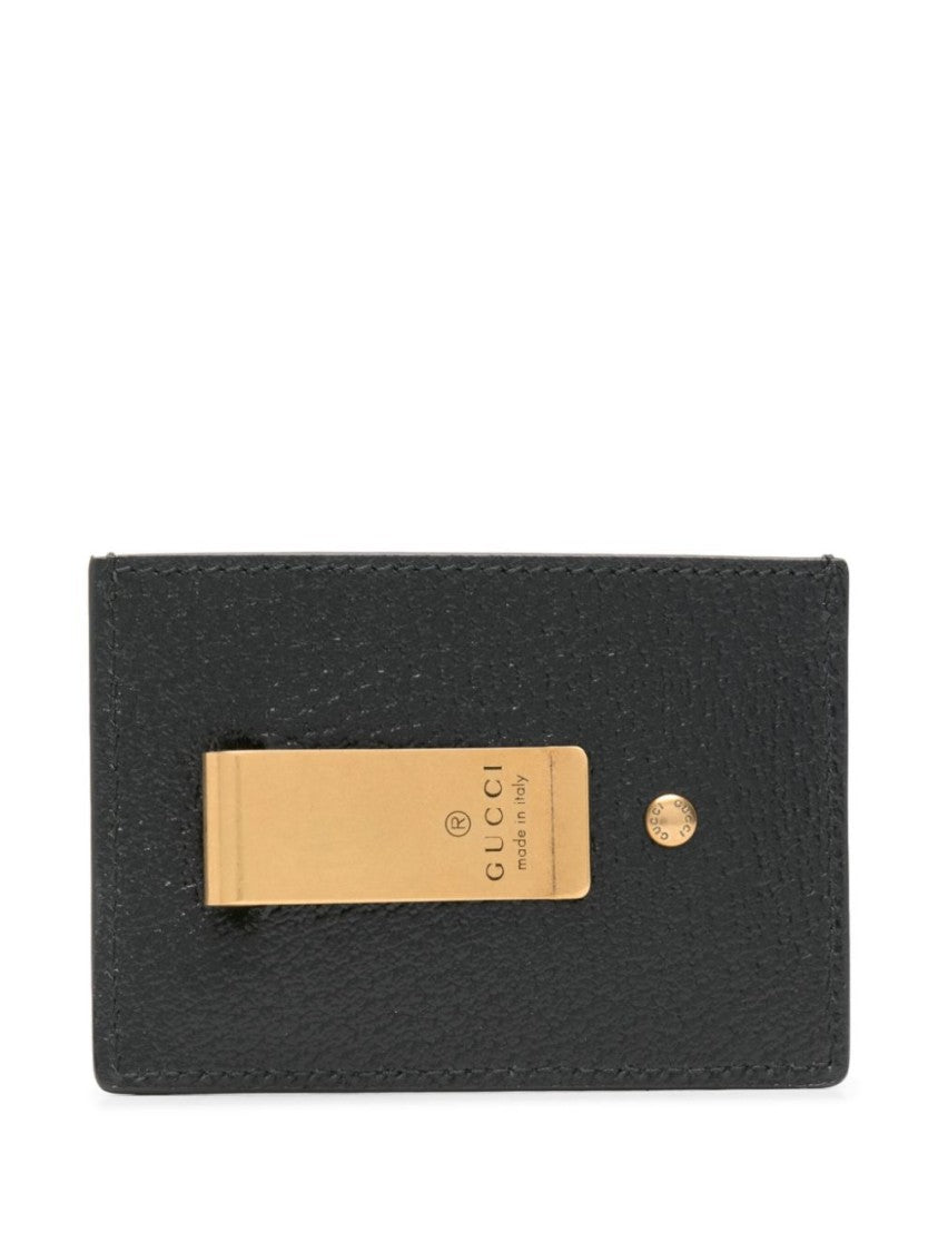 Gucci Black Gg Marmont Textured Leather Money Clip