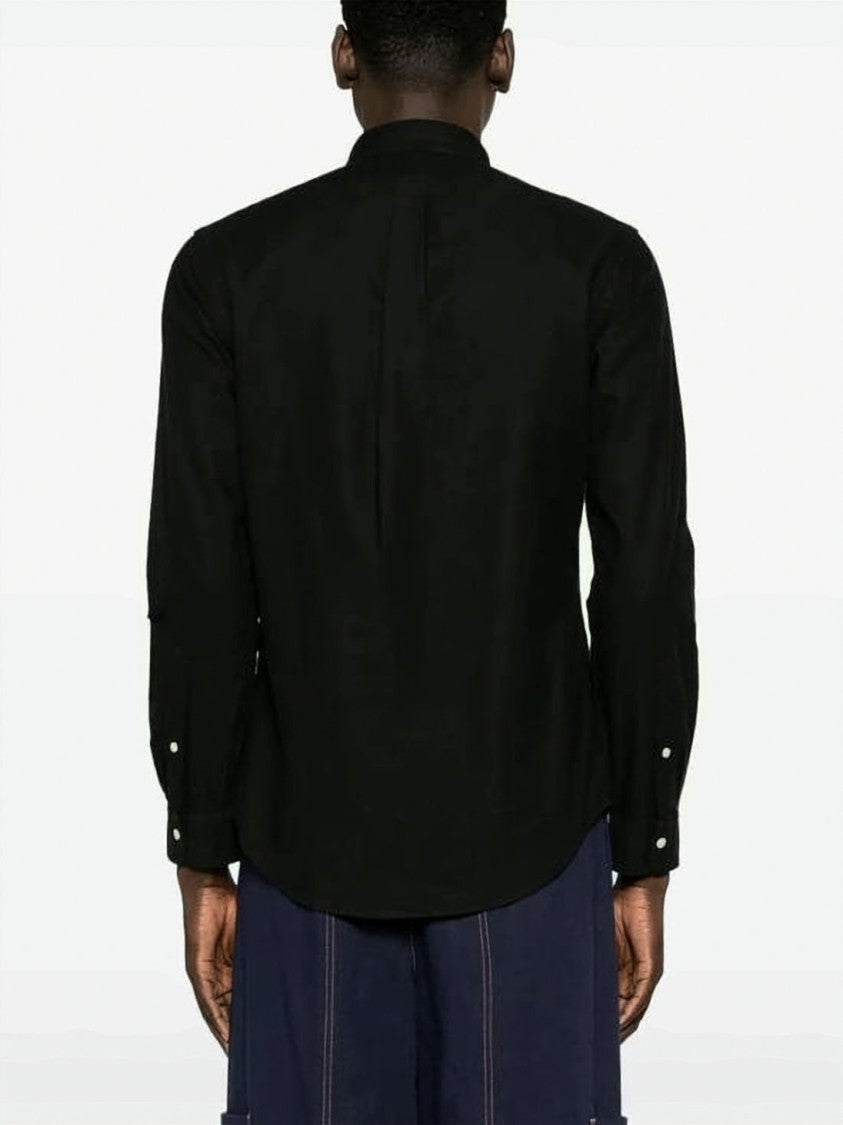 Polo Ralph Lauren Mandarin Collar Long-Sleeve Shirt With Embroidered Logo