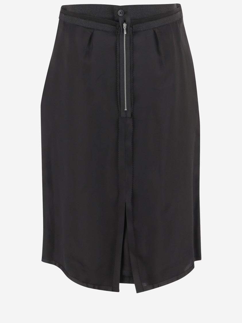 Maison Margiela Dark Grey Wool Blend Mini Skirt With Back Slit And Button Fastening