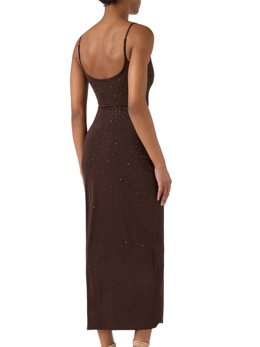 Mc2 Saint Barth Bodycon Midi Dress With Strass Gradient Embellishments